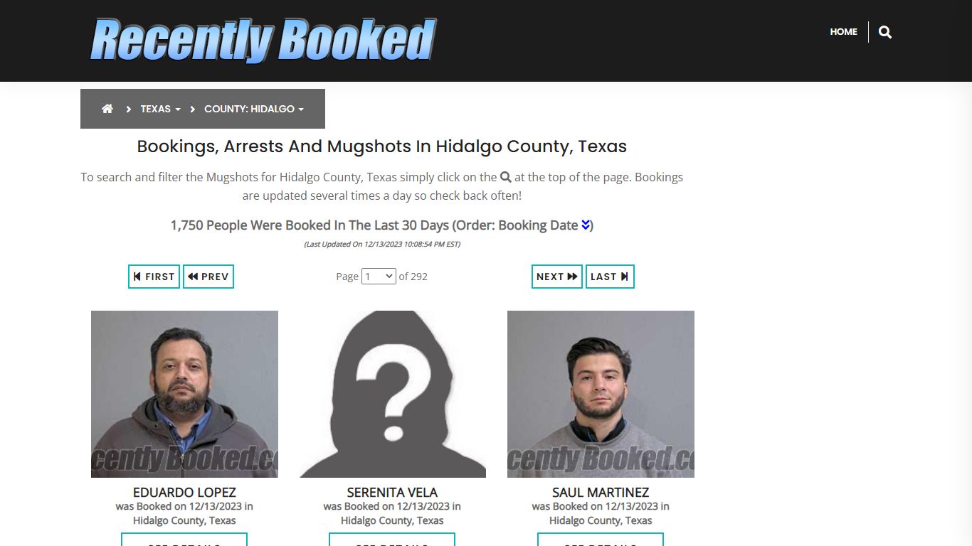 Recent bookings, Arrests, Mugshots in Hidalgo County, Texas