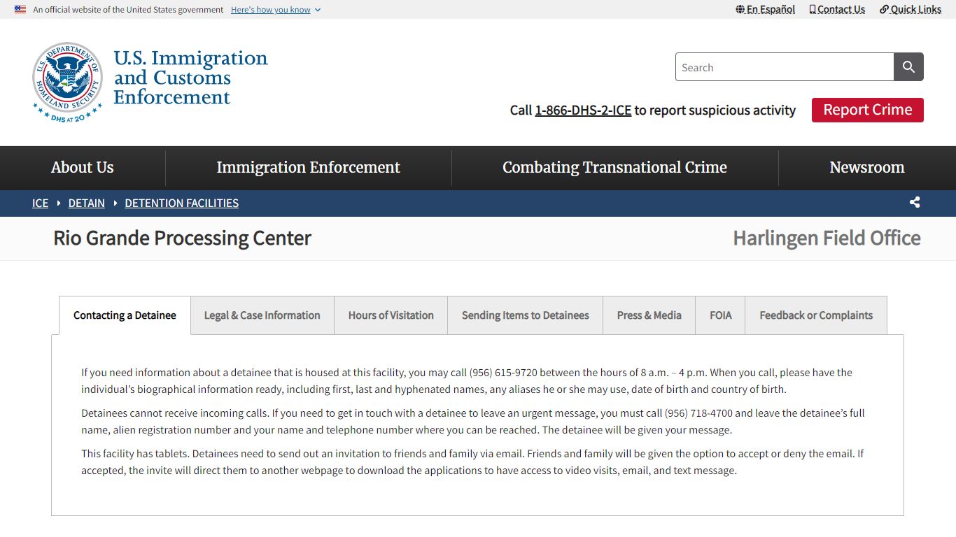 Rio Grande Processing Center | ICE